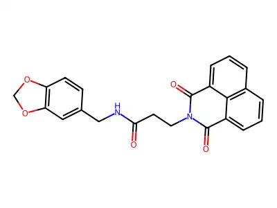 N-(1,3-benzodioxol-5-ylmethyl)-3-(1,3-dioxobenzo[de]isoquinolin-2-yl)propanamide structure