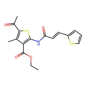 Ethyl 5-acetyl-4-methyl-2-{[3-(2-thienyl)acryloyl]amino}-3-thiophenecarboxylate structure