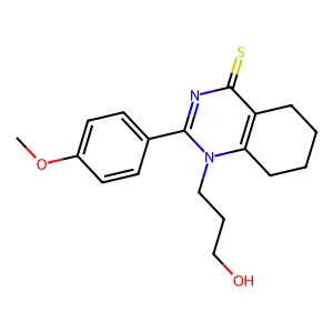 1-(3-Hydroxypropyl)-2-(4-methoxyphenyl)-5,6,7,8-tetrahydroquinazoline-4-thione structure