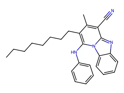1-Anilino-3-methyl-2-octylpyrido[1,2-a]benzimidazole-4-carbonitrile structure