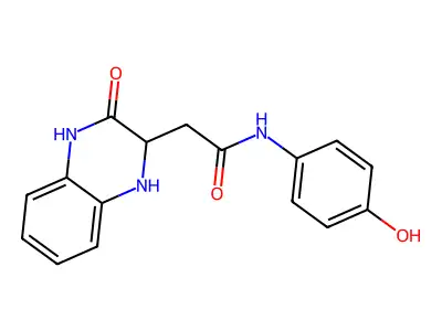 N-(4-hydroxyphenyl)-2-(3-oxo-2,4-dihydro-1H-quinoxalin-2-yl)acetamide structure