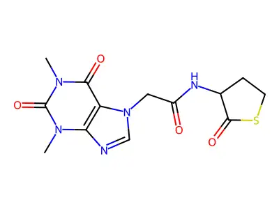 2-(1,3-dimethyl-2,6-dioxopurin-7-yl)-N-(2-oxothiolan-3-yl)acetamide structure