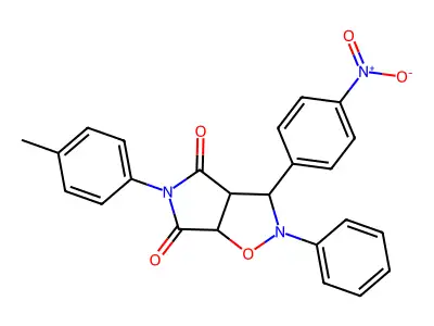 5-(4-methylphenyl)-3-(4-nitrophenyl)-2-phenyl-hexahydro-2H-pyrrolo[3,4-d][1,2]oxazole-4,6-dione structure