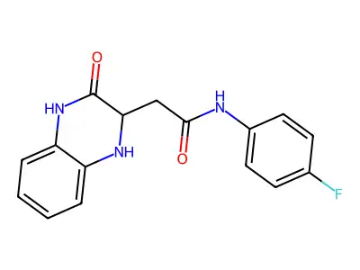 N-(4-fluorophenyl)-2-(3-oxo-1,2,3,4-tetrahydroquinoxalin-2-yl)acetamide structure