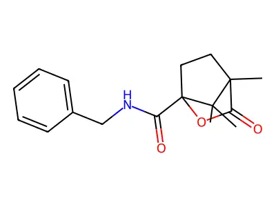 N-benzyl-4,7,7-trimethyl-3-oxo-2-oxabicyclo[2.2.1]heptane-1-carboxamide structure