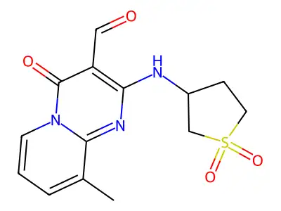 2-[(1,1-dioxothiolan-3-yl)amino]-9-methyl-4-oxopyrido[1,2-a]pyrimidine-3-carbaldehyde structure