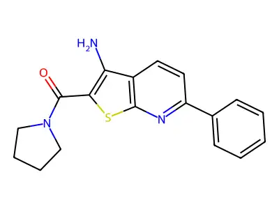 6-Phenyl-2-(pyrrolidine-1-carbonyl)thieno(2,3-b)pyridin-3-amine structure