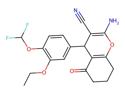 2-amino-4-[4-(difluoromethoxy)-3-ethoxyphenyl]-5-oxo-4,6,7,8-tetrahydrochromene-3-carbonitrile structure