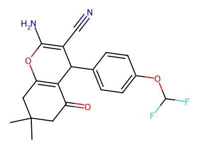 2-amino-4-[4-(difluoromethoxy)phenyl]-7,7-dimethyl-5-oxo-5,6,7,8-tetrahydro-4H-chromene-3-carbonitrile structure