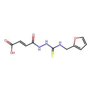 (Z)-4-[2-(furan-2-ylmethylcarbamothioyl)hydrazinyl]-4-oxobut-2-enoic acid structure