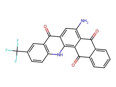 6-amino-10-(trifluoromethyl)naphtho[2,3-c]acridine-5,8,14(13H)-trione structure