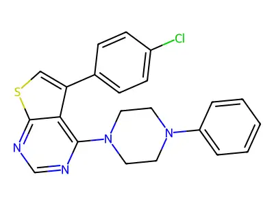 5-(4-Chlorophenyl)-4-(4-phenylpiperazin-1-yl)thieno[2,3-d]pyrimidine structure