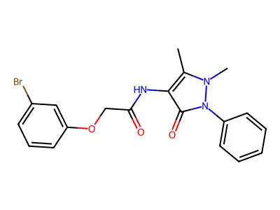 2-(3-bromophenoxy)-N-(1,5-dimethyl-3-oxo-2-phenylpyrazol-4-yl)acetamide structure