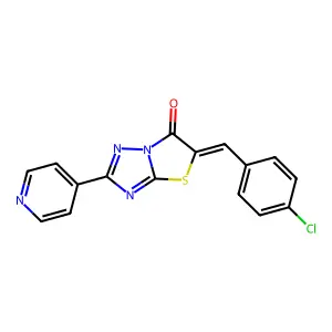 (5Z)-5-(4-chlorobenzylidene)-2-(pyridin-4-yl)[1,3]thiazolo[3,2-b][1,2,4]triazol-6(5H)-one structure