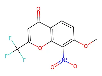 7-Methoxy-8-nitro-2-(trifluoromethyl)-4H-1-benzopyran-4-one structure