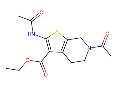 ethyl 2-acetamido-6-acetyl-5,7-dihydro-4H-thieno[2,3-c]pyridine-3-carboxylate structure