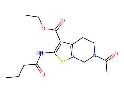 ethyl 6-acetyl-2-butanamido-4H,5H,6H,7H-thieno[2,3-c]pyridine-3-carboxylate structure