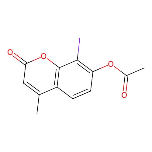 8-iodo-4-methyl-2-oxo-2H-chromen-7-yl acetate structure