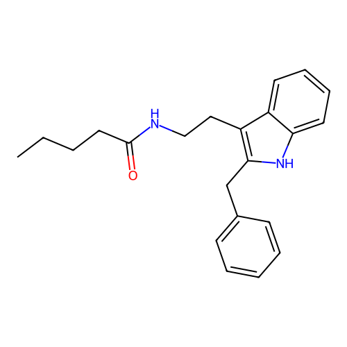 N-pentanoyl-2-benzyltryptamine structure