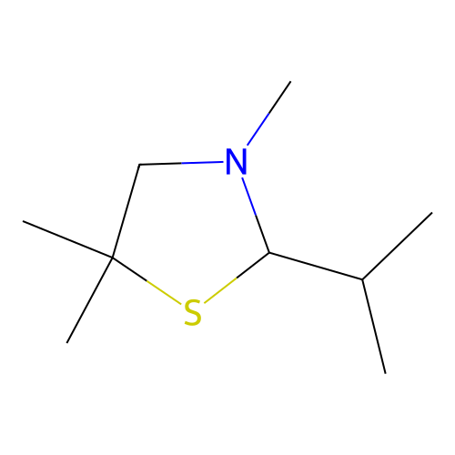 3,5,5-Trimethyl-2-(1-methylethyl)thiazolidine structure