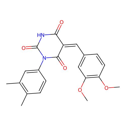 (5Z)-5-(3,4-dimethoxybenzylidene)-1-(3,4-dimethylphenyl)pyrimidine-2,4,6(1H,3H,5H)-trione structure