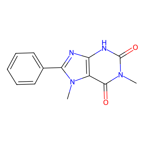 1,7-dimethyl-8-phenyl-3H-purine-2,6-dione structure