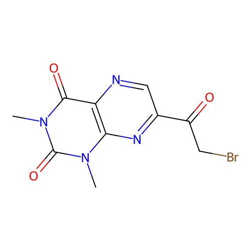 7-(bromoacetyl)-1,3-dimethyl-2,4(1H,3H)-pteridinedione structure