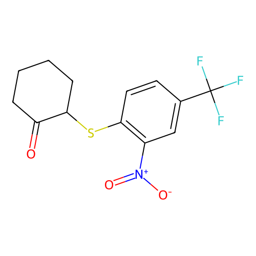 2-{[2-Nitro-4-(trifluoromethyl)phenyl]sulfanyl}cyclohexanone structure