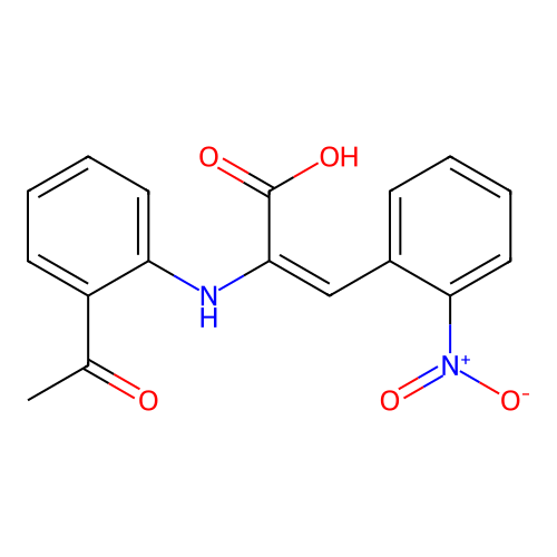 2-(2-Acetylanilino)-3-(2-nitrophenyl)prop-2-enoic acid structure