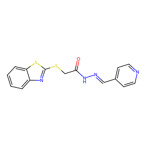 2-(1,3-benzothiazol-2-ylsulfanyl)-N'-[(E)-pyridin-4-ylmethylidene]acetohydrazide structure