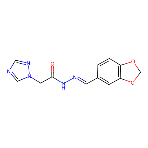 N'-[(E)-1,3-benzodioxol-5-ylmethylidene]-2-(1H-1,2,4-triazol-1-yl)acetohydrazide structure