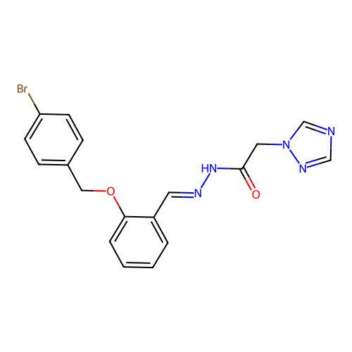 (E)-N'-(2-((4-bromobenzyl)oxy)benzylidene)-2-(1H-1,2,4-triazol-1-yl)acetohydrazide structure