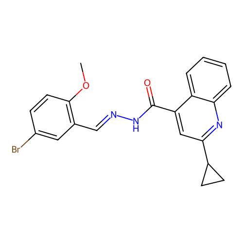 (E)-N'-(5-bromo-2-methoxybenzylidene)-2-cyclopropylquinoline-4-carbohydrazide structure