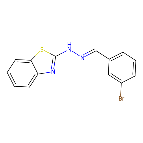 2-[(2E)-2-(3-bromobenzylidene)hydrazinyl]-1,3-benzothiazole structure