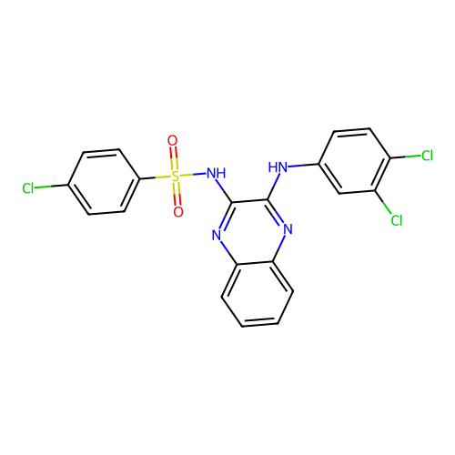 4-chloro-N-(3-((3,4-dichlorophenyl)amino)quinoxalin-2-yl)benzenesulfonamide structure