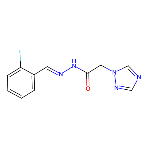 N'-[(E)-(2-fluorophenyl)methylidene]-2-(1H-1,2,4-triazol-1-yl)acetohydrazide structure