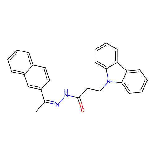 3-(9H-carbazol-9-yl)-N'-[(1Z)-1-(naphthalen-2-yl)ethylidene]propanehydrazide structure