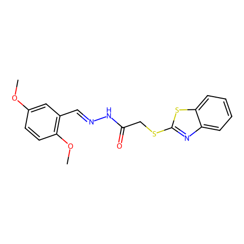2-(1,3-benzothiazol-2-ylsulfanyl)-N'-(2,5-dimethoxybenzylidene)acetohydrazide structure