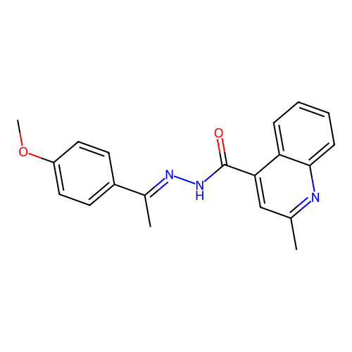 N'-[(1E)-1-(4-methoxyphenyl)ethylidene]-2-methylquinoline-4-carbohydrazide structure