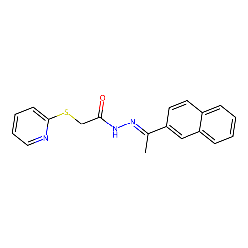 N'-[(1E)-1-(naphthalen-2-yl)ethylidene]-2-(pyridin-2-ylsulfanyl)acetohydrazide structure