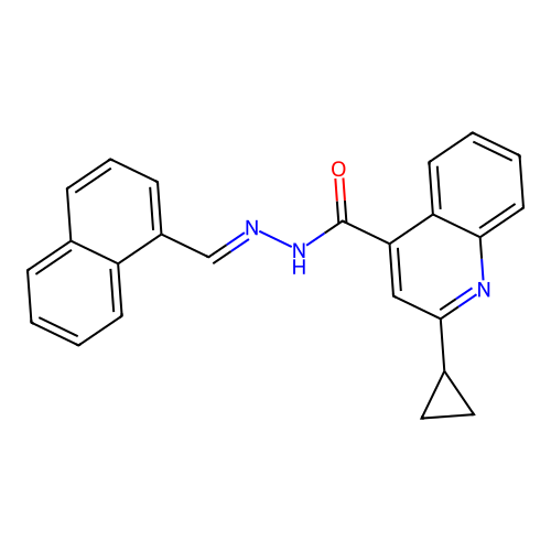 2-cyclopropyl-N'-[(E)-naphthalen-1-ylmethylidene]quinoline-4-carbohydrazide structure