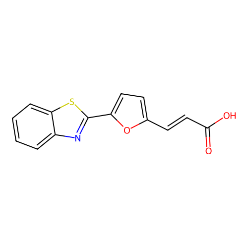 (2E)-3-[5-(1,3-benzothiazol-2-yl)-2-furyl]acrylic acid structure
