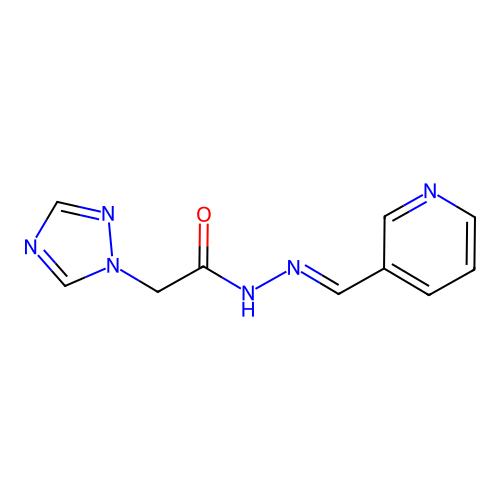 N-[(E)-pyridin-3-ylmethylideneamino]-2-(1,2,4-triazol-1-yl)acetamide structure