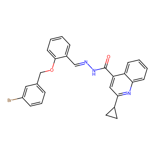 (E)-N'-(2-((3-bromobenzyl)oxy)benzylidene)-2-cyclopropylquinoline-4-carbohydrazide structure