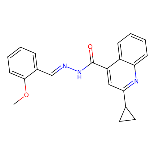 2-cyclopropyl-N'-[(E)-(2-methoxyphenyl)methylidene]quinoline-4-carbohydrazide structure