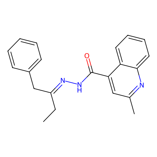2-methyl-N'-[(2E)-1-phenylbutan-2-ylidene]quinoline-4-carbohydrazide structure
