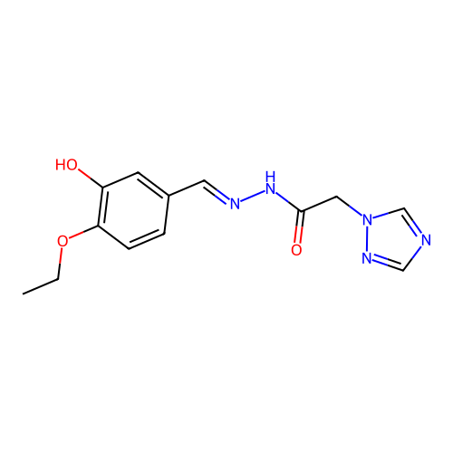 (E)-N'-(4-ethoxy-3-hydroxybenzylidene)-2-(1H-1,2,4-triazol-1-yl)acetohydrazide structure