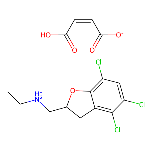2-Benzofuranmethylamine, 2,3-dihydro-N-ethyl-4,5,7-trichloro-, maleate (1:1) structure