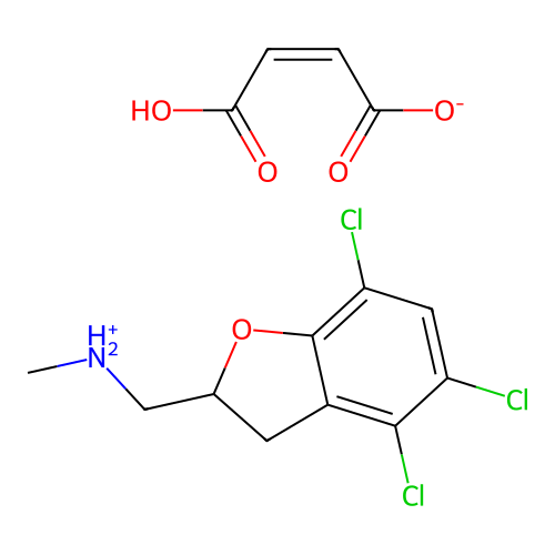 2-Benzofuranmethylamine, 2,3-dihydro-N-methyl-4,5,7-trichloro-, maleate (1:1) structure