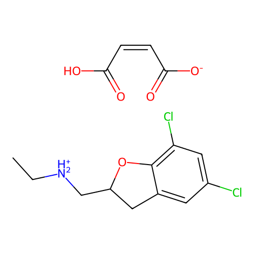 2-Benzofuranmethylamine, 2,3-dihydro-5,7-dichloro-N-ethyl-, maleate (1:1) structure